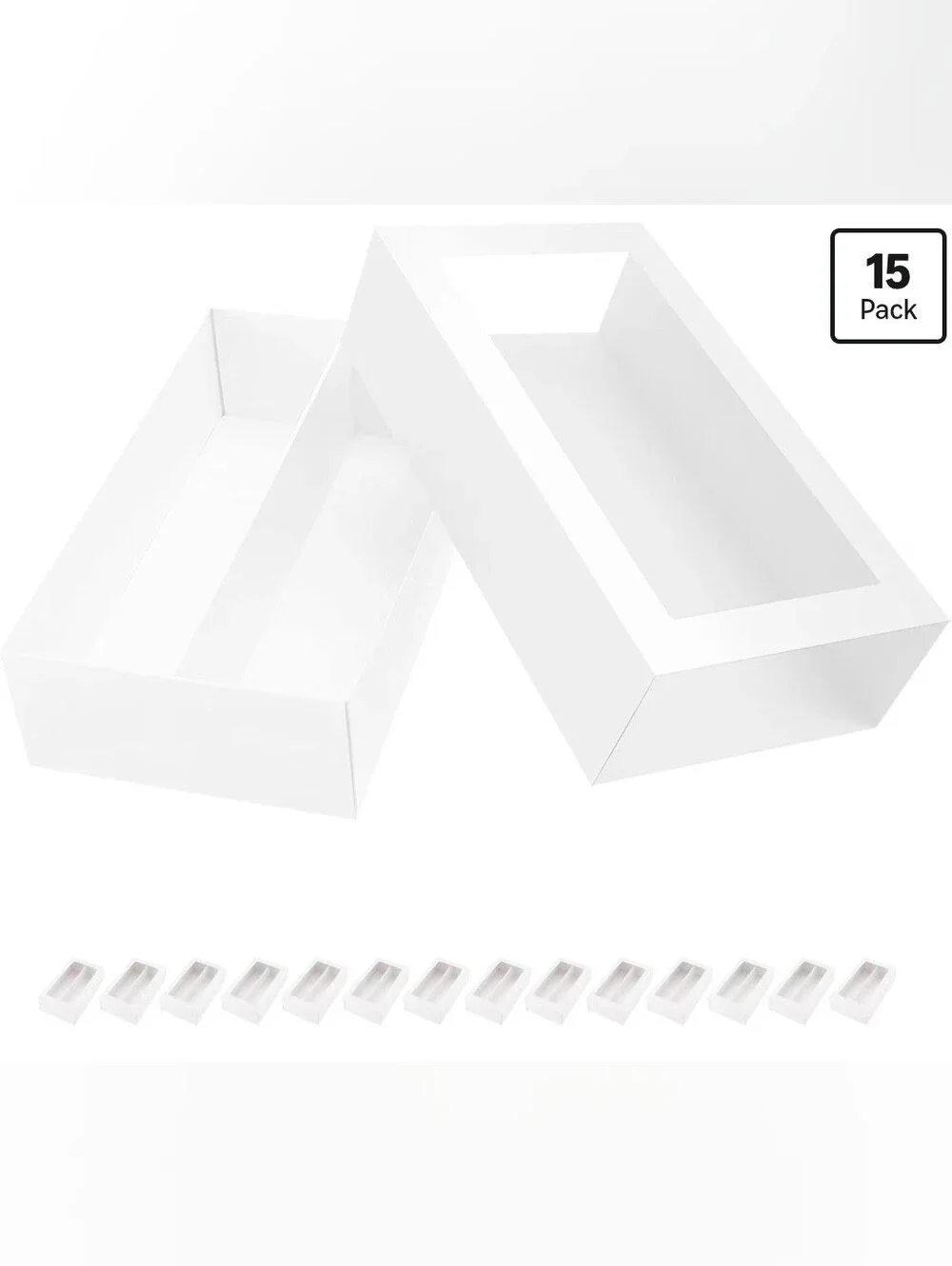 15 White Macaron Boxes with WindoWhite Decorative Display Box Set